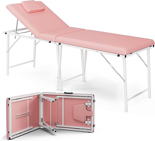 SyyBhb Mesa portátil de banco de tatuaje, silla de spa plegable, cama de masaje de viaje con bolsa de transporte, reposacabezas extraíble, ángulo disponible en Yaxa Peru