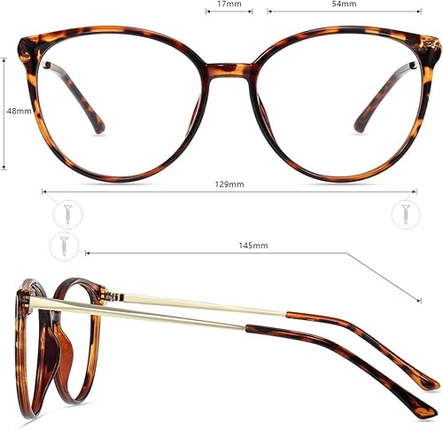 Miniatura 4 de Firmoo Lentes de gran tamaño con bloqueo de luz azul para mujereshombres, antirreflejos, antifatiga ocular, elegantes gafas redondas para