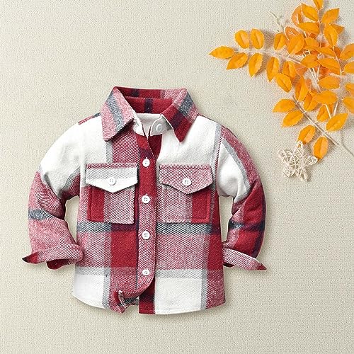 Child Warm Snowsuit Toddler Boys Girls Shirt Coat Jacket Plaid Long Sleeve Kids Turn Down Collar Button Tops2