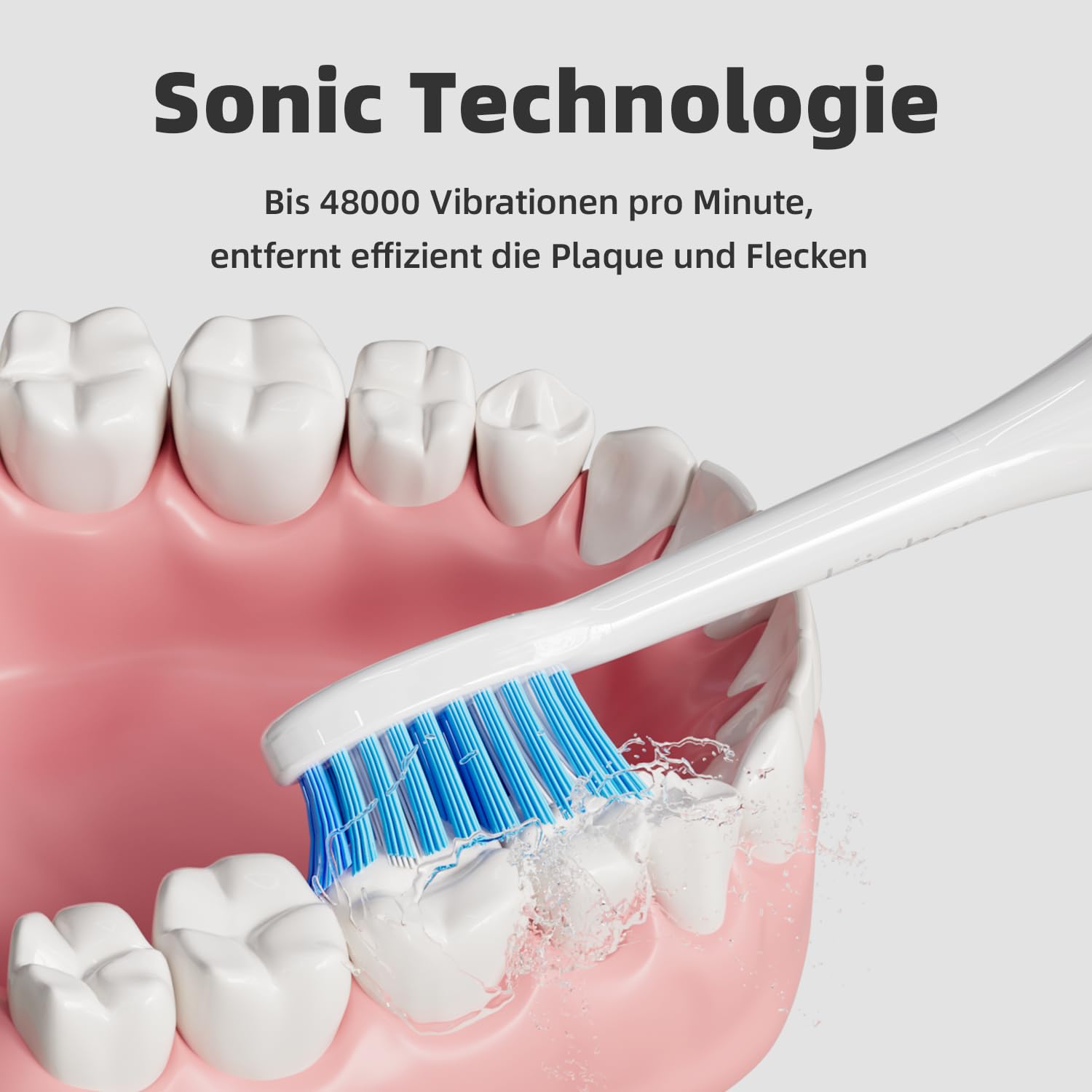 Lächen Cepillo de dientes eléctrico sónico, 5 modos, cepillo de dientes eléctrico sónico con estuche de viaje, 4 cabezales, carga USB para 60 días, temporizador, IPX7, resistente al agua, color blanco