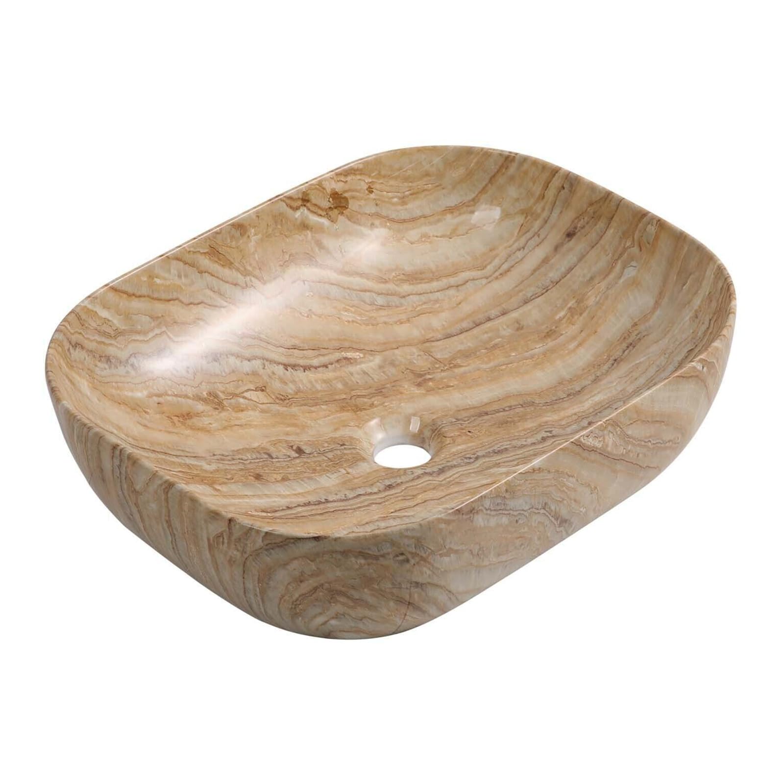 Art Countertop Bathroom Sink Basin Art Counter Top Basin Brown Marble Effect Cloakroom Basin Ceramic Vessel Sink Square Hand Washbowl No Overflow 500x395x145 mm