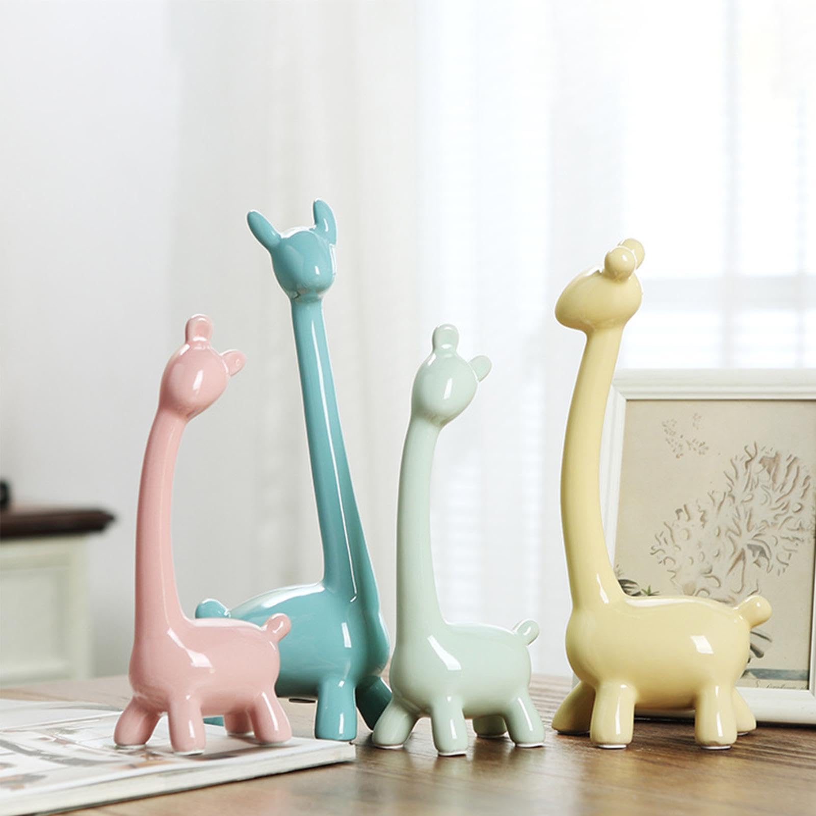 4 Figure Di Ceramica Animali Set Di Famiglia Di Ornamento Di Figurine Di Ceramica Ornamenti Da Tavolo Semplici Collezionabili Decorazione Rack Piccola Coppia | Ceramica Ornamenti Da Tavolo Semplici Collezionabili Decorazione Rack Piccola Coppia