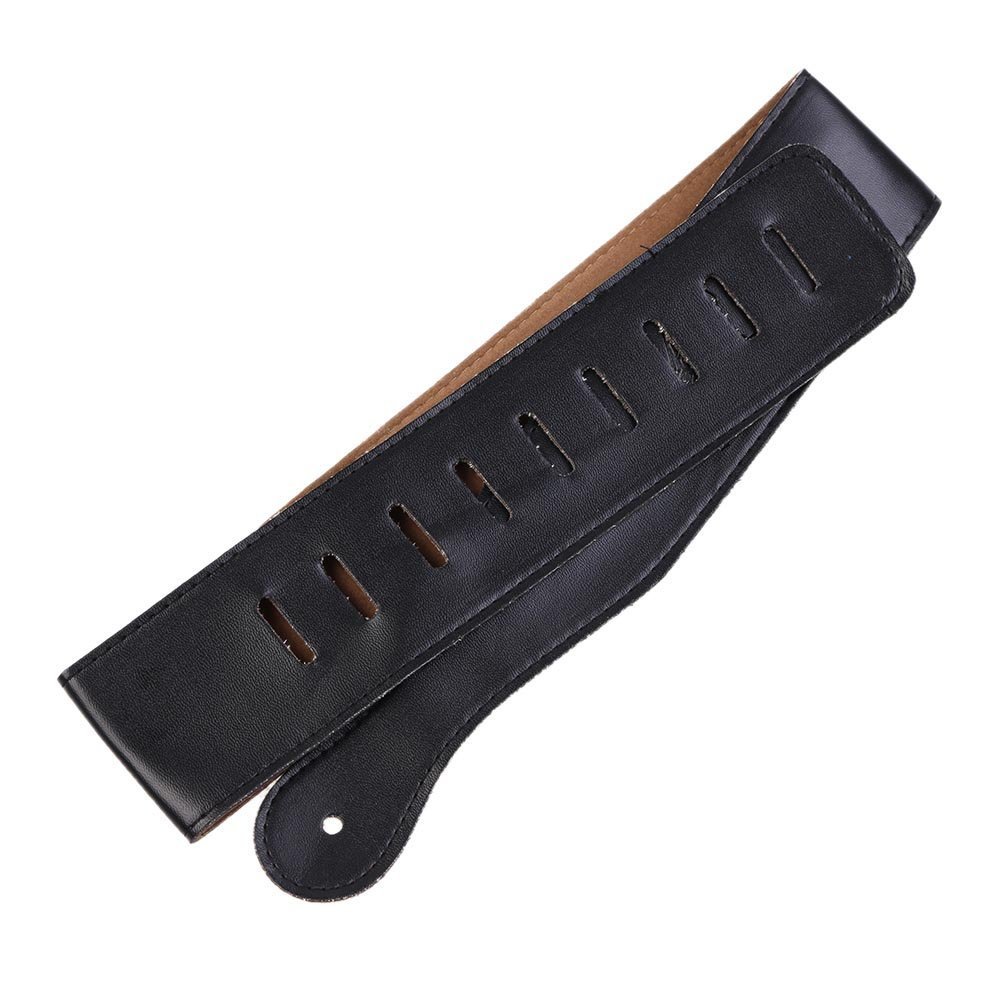 Sangle en cuir pour guitare électrique, acoustique ou basse Candora® noir