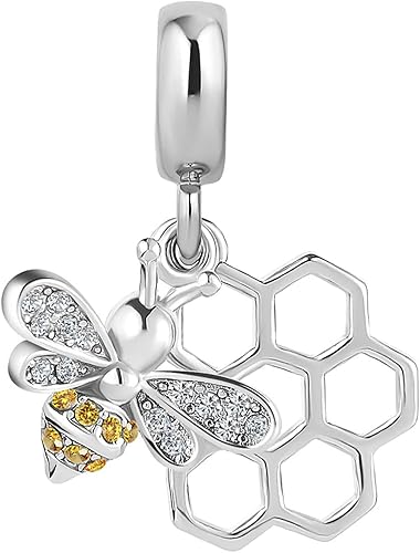 Abalorio colgante de abeja de miel compatible con pulseras Pandora para mujer, regalo de cumpleaños, familia, Navidad, regalo lindo, Metal, No es