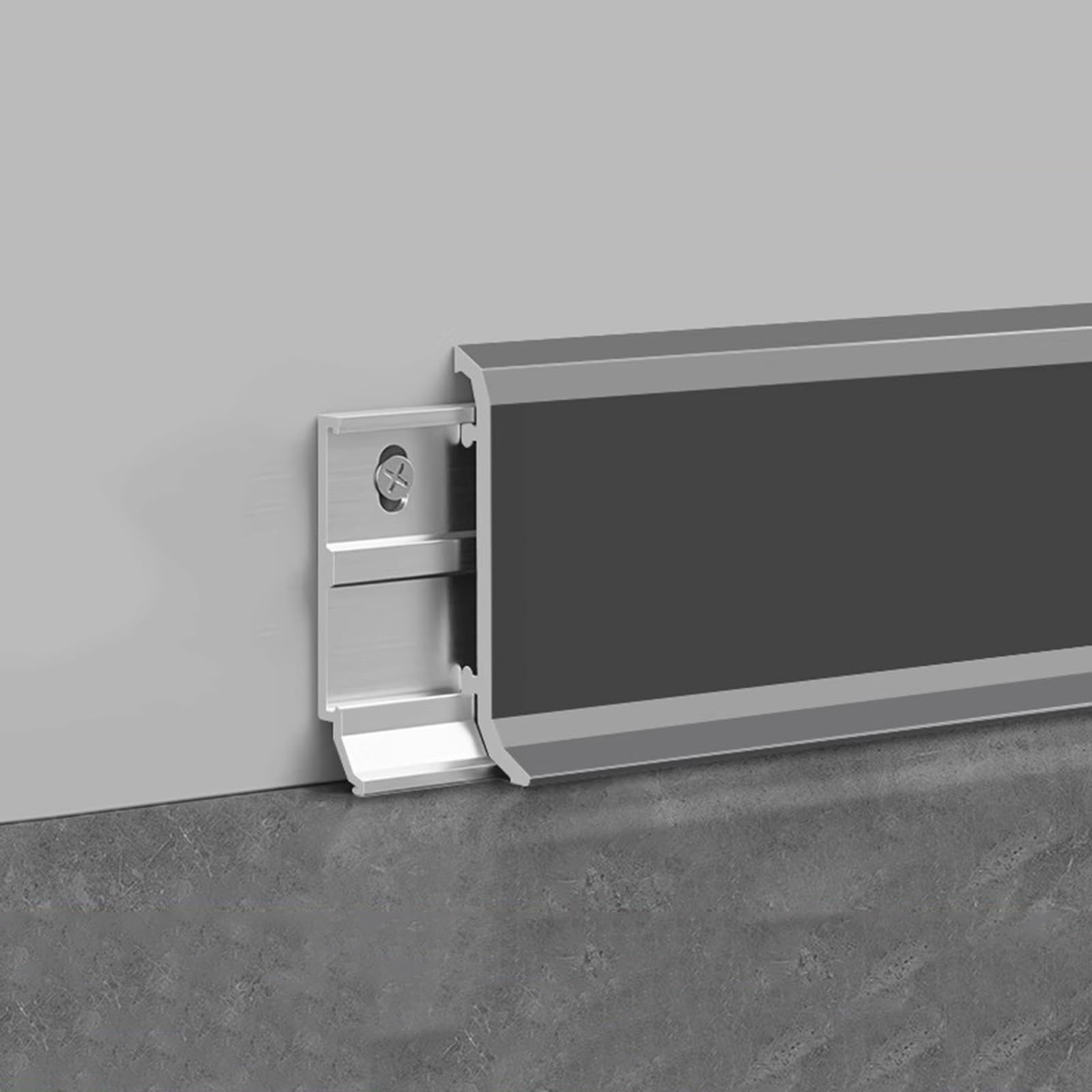 Aluminiowa listwa przypodłogowa, metalowa listwa przypodłogowa do dekoracji i naprawy ścian, wysokość 40/60/80 mm, długość 125 cm, okrągły łuk