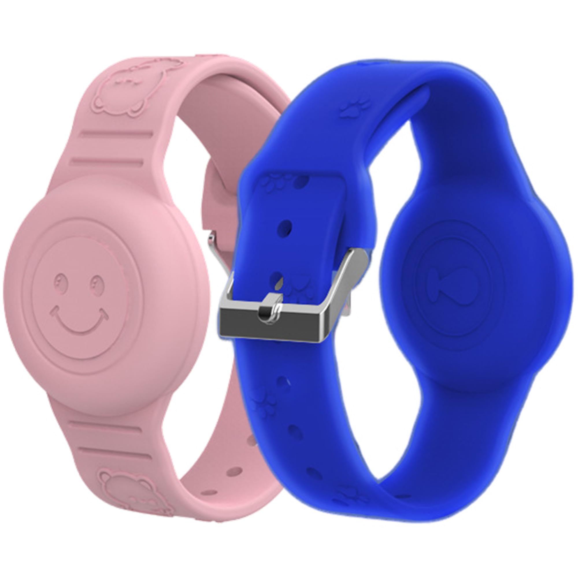 SUQ 2PCS Wristband For Air Tag, Smiling Face, Shining At Night, Adjustable Waterproof Silicone, Wristband With Apple Air Tag Holder Kids Adjustable Airtag Watch Strap Kids For Gps Tracking Tagging