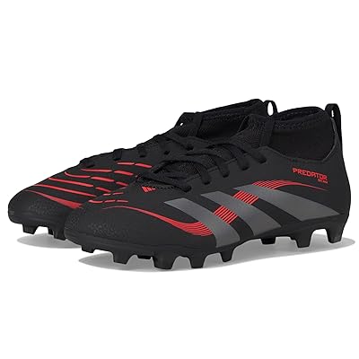 adidas Kids Club Predator Sock Firm Ground/Multi Ground Soccer Cleats (Little Kid/Big Kid) Kids Shoes Black/Grey/Lucid Red