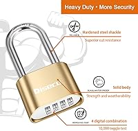 Vista 9 de 4 Digit Heavy Duty Combination Lock 2.5 Inch Long Shackle Outdoor Waterproof Padlock for Gate, Fence, School Gym Locker,Toolbox (Red, 2 Pack)