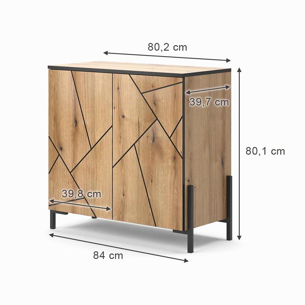 Vicco Aparador Hatto, Roble, 84 x 80.1 cm | apto para colocar y guardar en el dormitorio