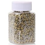NIACONN 1000pcs 5 mm Tinsel Hair Extensions Beads, Silicone Lined Ring Micro Link I-tip Beads for Hair Extension - Auburn
