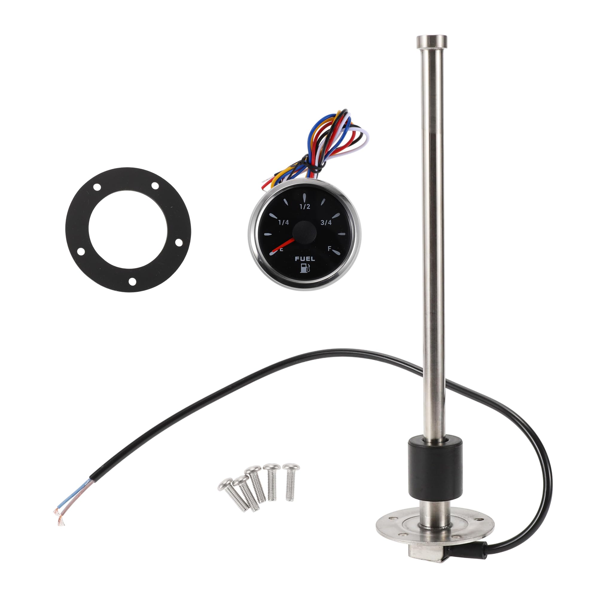 HEROFFIX 1 Set Fuel Sending Unit and Gauge Kit Boat Fuel Sending Unit Marine Fuel Sender Unit 275mm/10.83" Silver Tone,Black Metal
