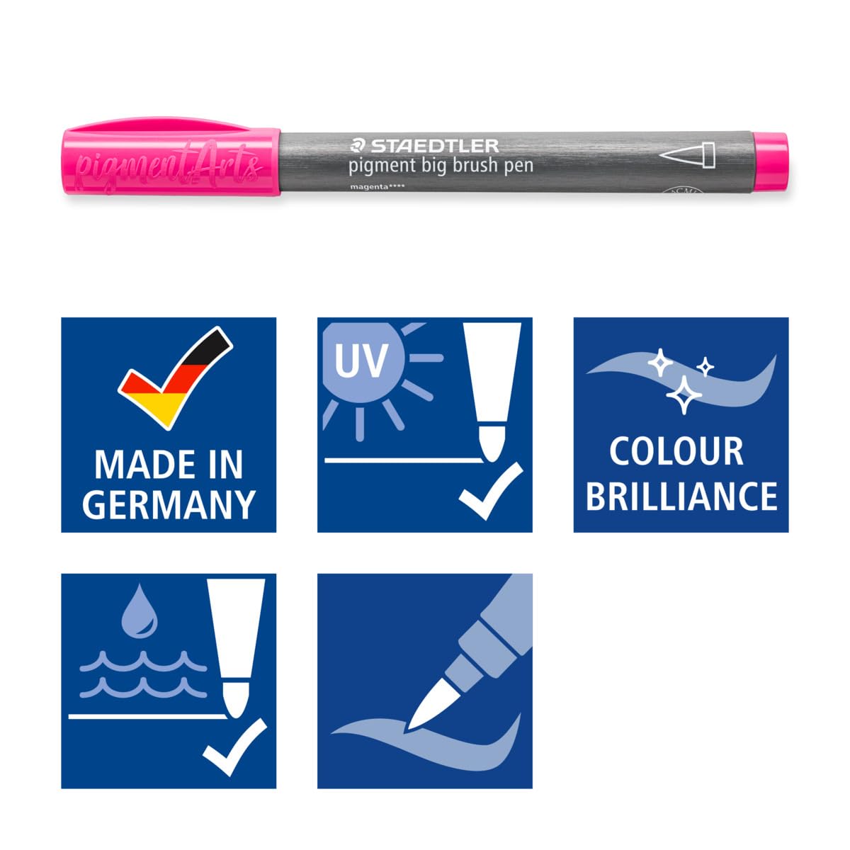 STAEDTLER pigment big brush pen 373 Gris chaud clair, lot de 10