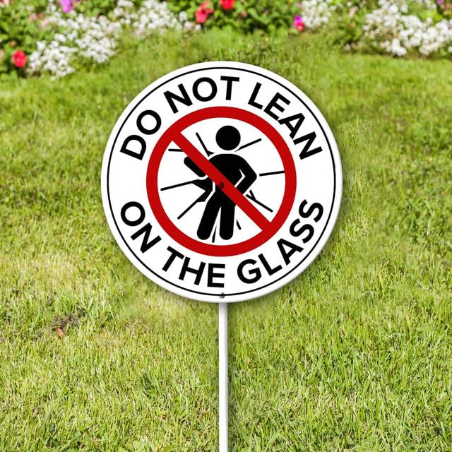 Geroclonup (23x23) Do Not Lean On The Grass Yard Sign with Stakes Round Rustproof Aluminum Keep Off The Grass Lawn Signs Stand for Home Garden Decorations Outdoor