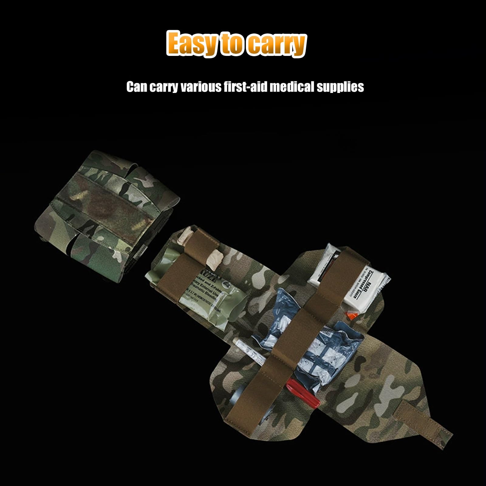 Trousse de Premiers Secours Grand Format, Kit Médical EDC, Pochette Tactique IFAK, pour Ceinture Molle, Sac Banane Équipement pour Airsoft Chasse et Randonnée.