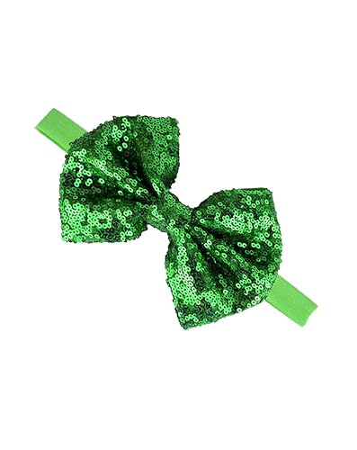 BHC03 - Diadema de lentejuelas de Navidad para bebé lazo rojo y verde con purpurina