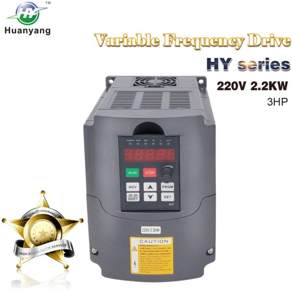 VFD 220V 2.2KW 3hp Variable Frequency Drive CNC VFD Motor Drive Inverter Converter for Spindle Motor Speed Control HUANYANG HY-Series(2.2KW, 220V)