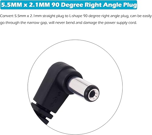 Miniatura 2 de Paquete de 2 cables de extensión de alimentación CC de 3 pies de 0.217 in x 0.083 in, recto a recto, enchufe macho a hembra, cable de extensión para