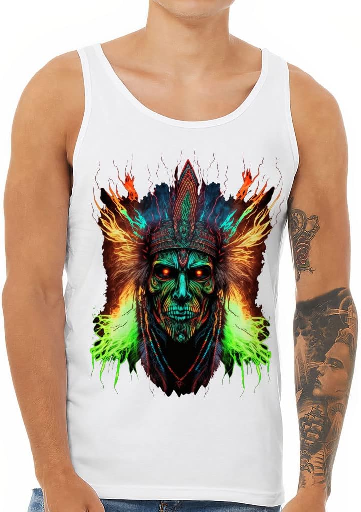 Creepy Shaman Tank - Graphic Workout Tank - Multicolor Jersey Tank