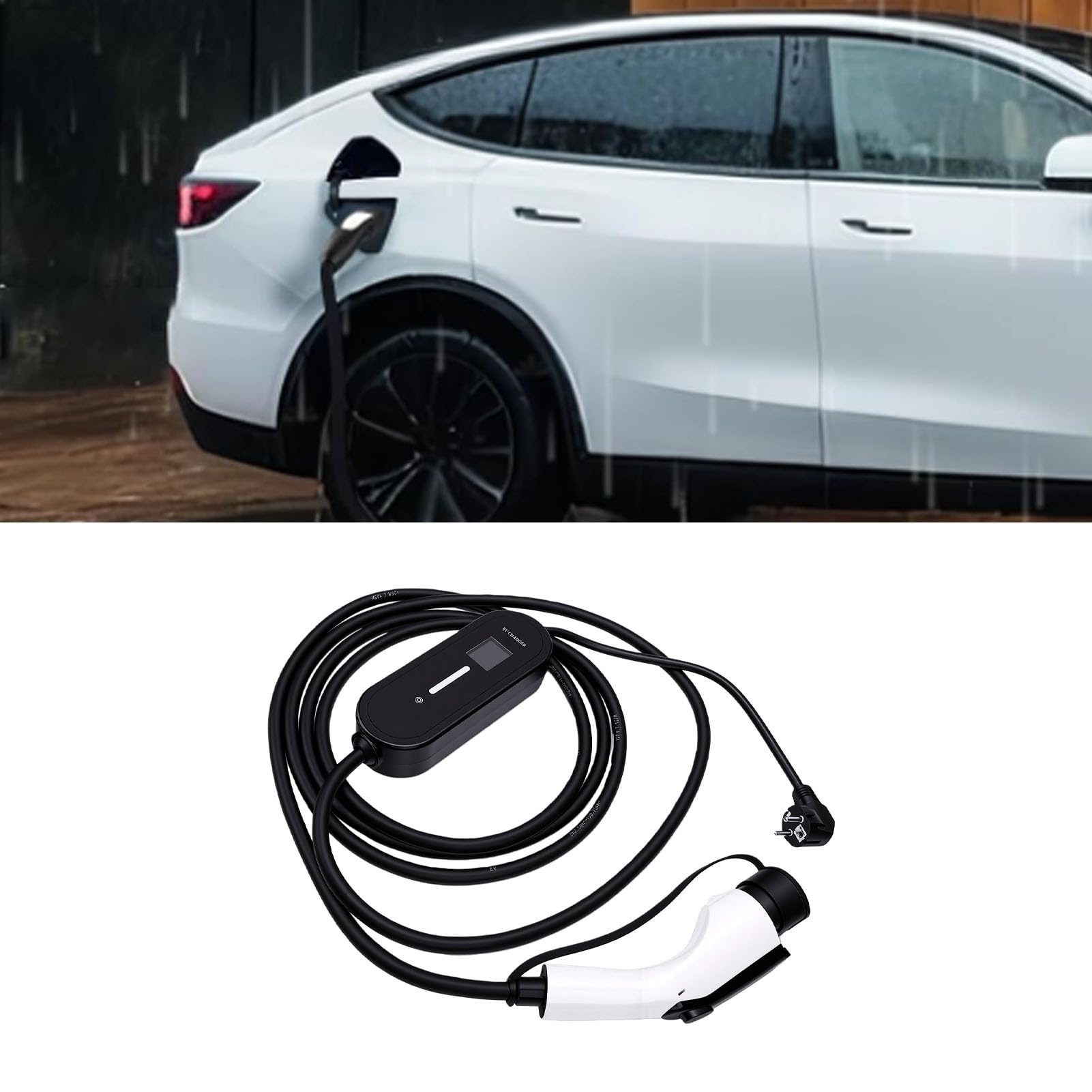 Cosiki GBT Cargador de Coche Eléctrico 6A a 16A Cable de Carga Impermeable de Alto Rendimiento para Uso en Exteriores 5M