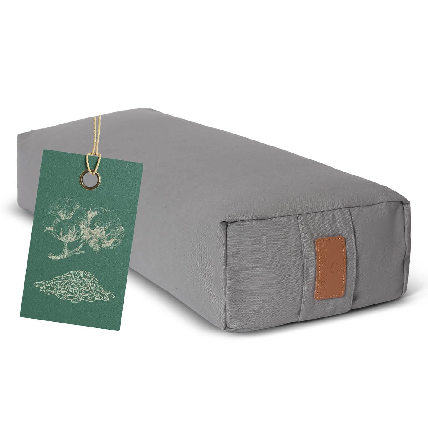 Bolster Yoga angolare »Paravati« con pula di Farro bio/Lung. ca 67cm e ca. 13cm Altezza - Ideale Come Cuscino Yoga/Cuscino zafu/Cuscino Meditazione/Supporto Meditazione. 100% Cotone- Grigio Cemento