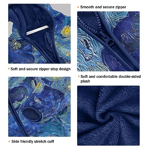 Blue Starry Night Boys Fleece Hoody Jacket Zip Up Coat Warm Fall Winter Plush Jacket Long Sleeve Outerwear3