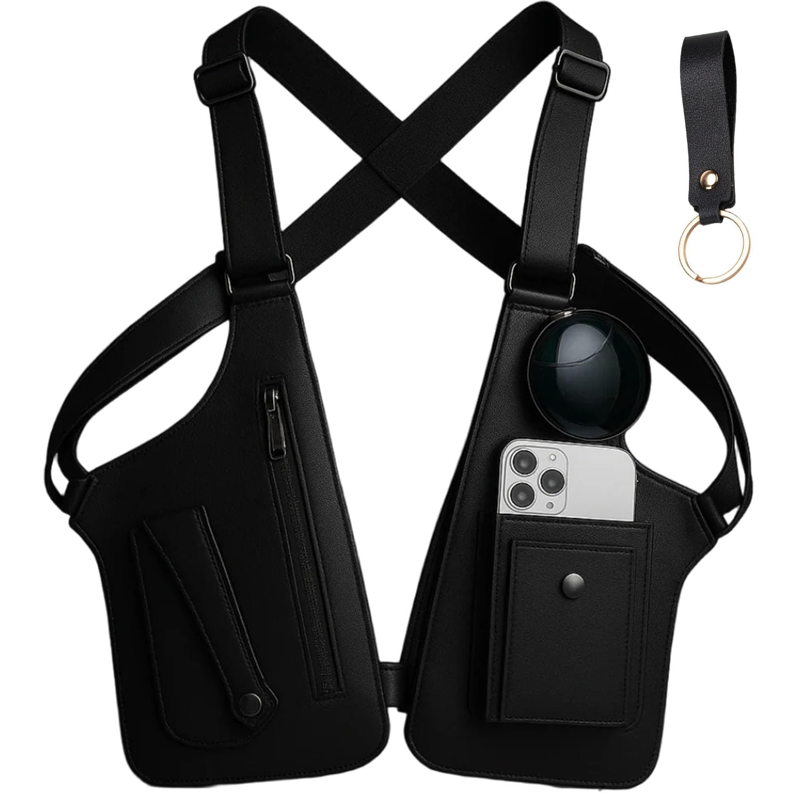Sac à bandoulière double pour homme et femme en cuir de qualité supérieure réglable avec deux poches