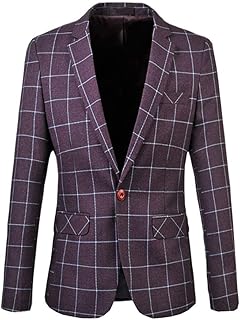 Pantalón Ajustado A Cuadros para Hombre Blazer De Ocio Blazer Elegante Fiesta De Vintage Esmoquin para Hombres Esmoquin para Hombres (Color : Lila, Size : M)
