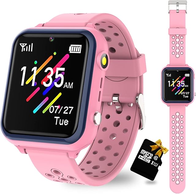Retysaz Kids Smart Watch 16 Game Smart Watch for kids Phone Fashion Smartwatches for Children 3-14 Great Gifts To Girls Boys Electronic Learning Toys (Pink)