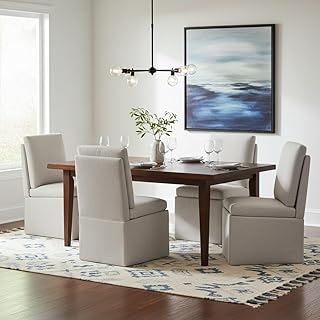 Upholstered Dining Chairs with Casters, Modern Dining Room Chairs Set of...