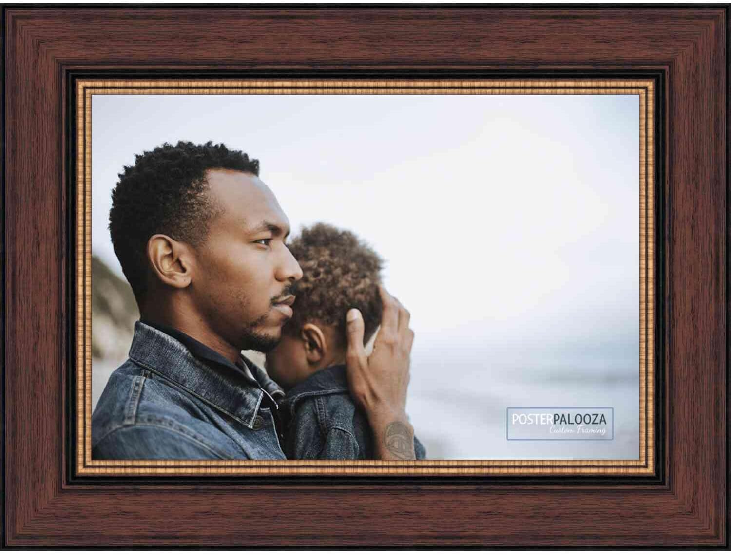 Poster Palooza 18x10 Traditional Walnut Complete Wood Picture Frame with UV Acrylic Plexiglass, Foam Board Backing & Hardware Included