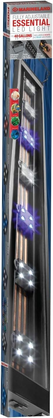 Marineland Fully Adjustable Essential LED Light for 40 Gallon Aquariums, Customizable Lighting