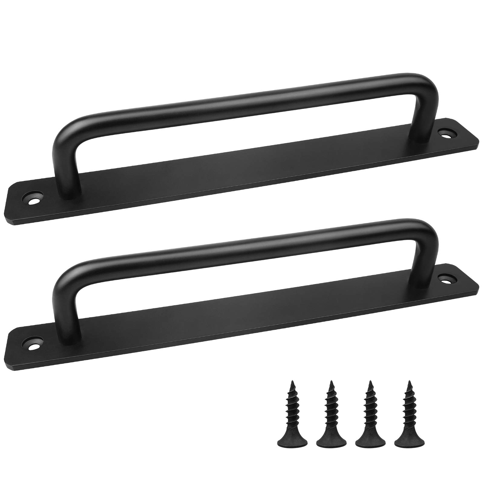 Sliding Barn Door Handles 2 Pack Hardware Sliding Door Pull Handles, Black Door Handles for Kitchen Cabinet Closet Door, Exterior Interior Door Handles with Screws