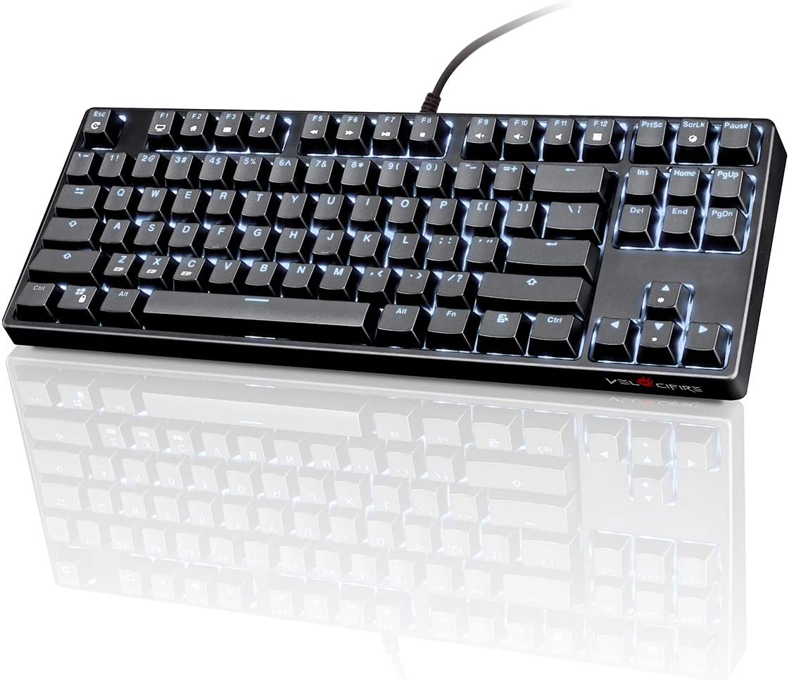 VELOCIFIRE TKL02 87 Key Mechanical Keyboard with Outemu Brown Switches, and LED Backlit for Copywriters, Typists and Programmers ?