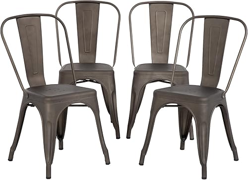 Miniatura 8 de Juego de 2 sillas de metal para comedor, sillas de comedor de 18 pulgadas para exteriores, sillas de cocina de restaurante, sillas apilables, silla