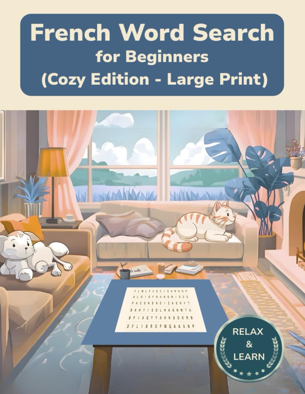 French Word Search for Beginners: Large Print Puzzles for Relaxed Learning (Cozy Edition Word Search Puzzles)