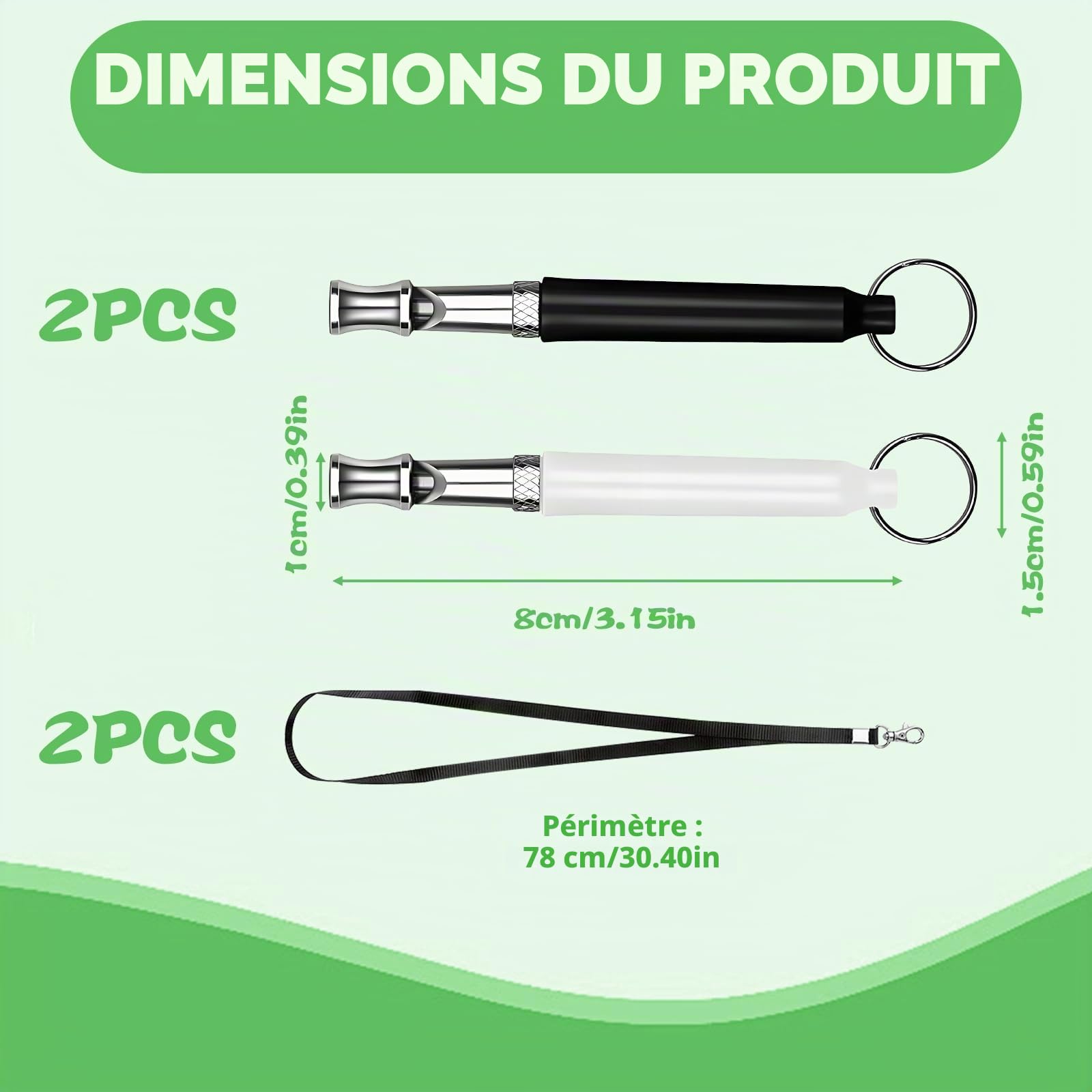 2 Pcs Sifflet pour Chien à Haute fréquence, sifflet Ultrason Chien Anti aboiement Anti agression Sifflet Chien Rappel Réglable Sifflet pour Chien pour Le Rappel Chien Accessoires pour Toutes Races