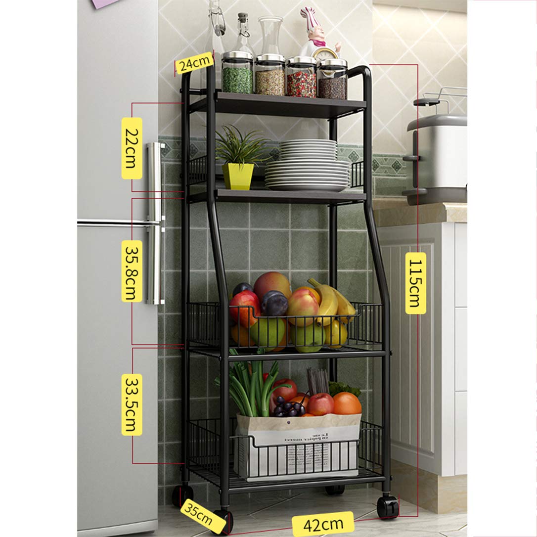 ZYFA Carrello Cucina Servizio,con Rotelle, Scaffale Portaoggetti Mobile,Carrello Portaoggetti Multiuso, Carrello Salvaspazio, Scaffale Rete Metallica Contenitori