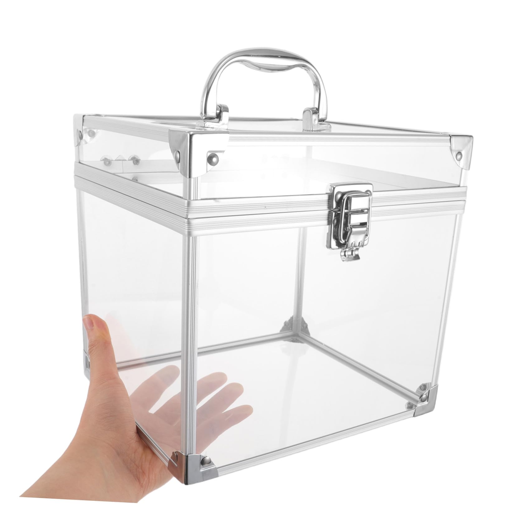 MAGICLULU Porta Dischi Vinile in Acrilico Trasparente con Maniglia Scatola Organizer per Album e CD Contenitore Desktop Multifunzionale per Casa e Ufficio Custodia Resistente per Dischi Dvd