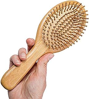 Huachi Wet Hair Brush Bamboo Detangling Brush Natural Wooden Paddle Organic Brush for Women Men Kids Scalp Massage Anti-Static