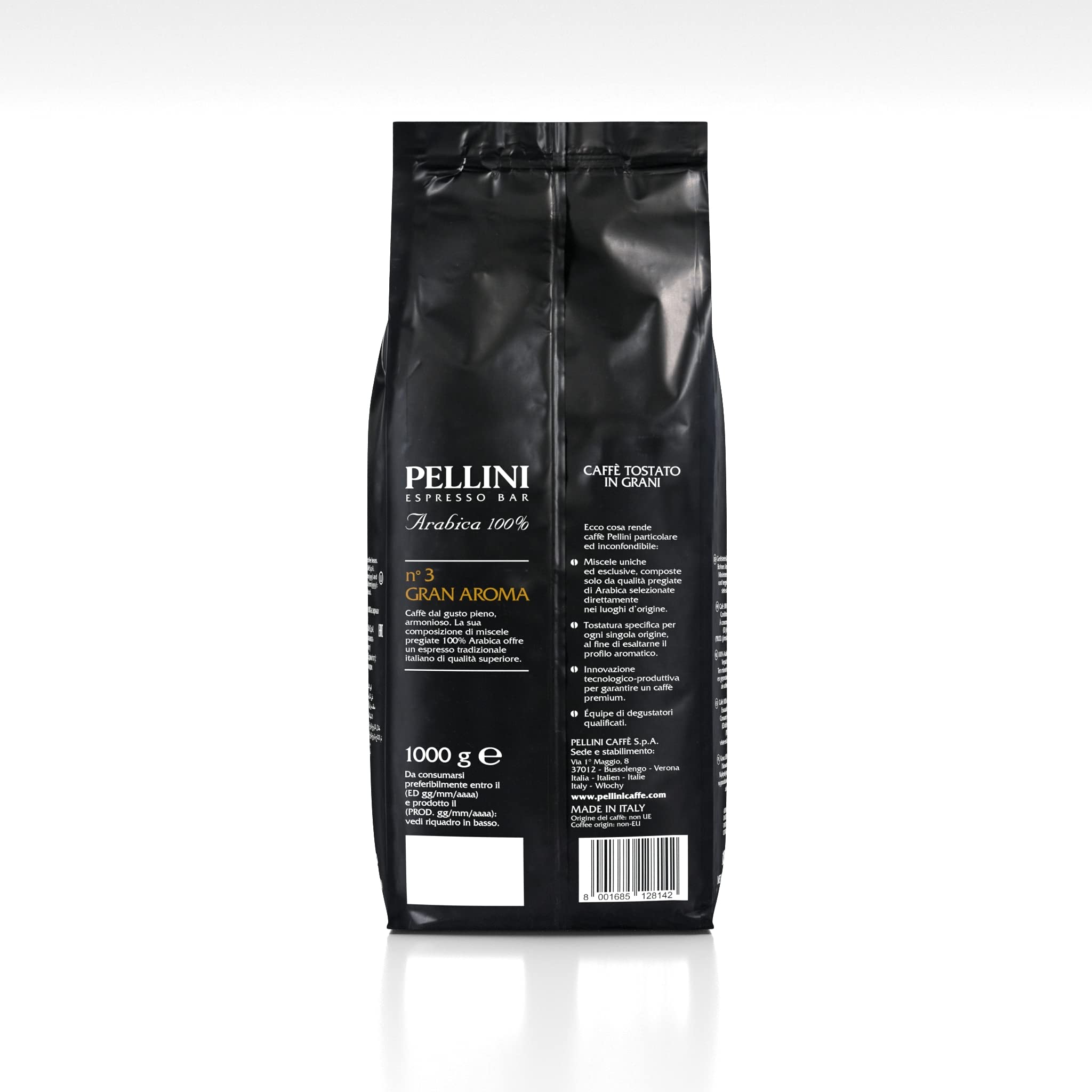Pellini Caffè in Grani Premium Bio Arabica 100%, 1 Confezione, 500 g & Caffè in grani Espresso Gusto Bar N. 3 gran Aroma, 1 Confezione da 1 kg
