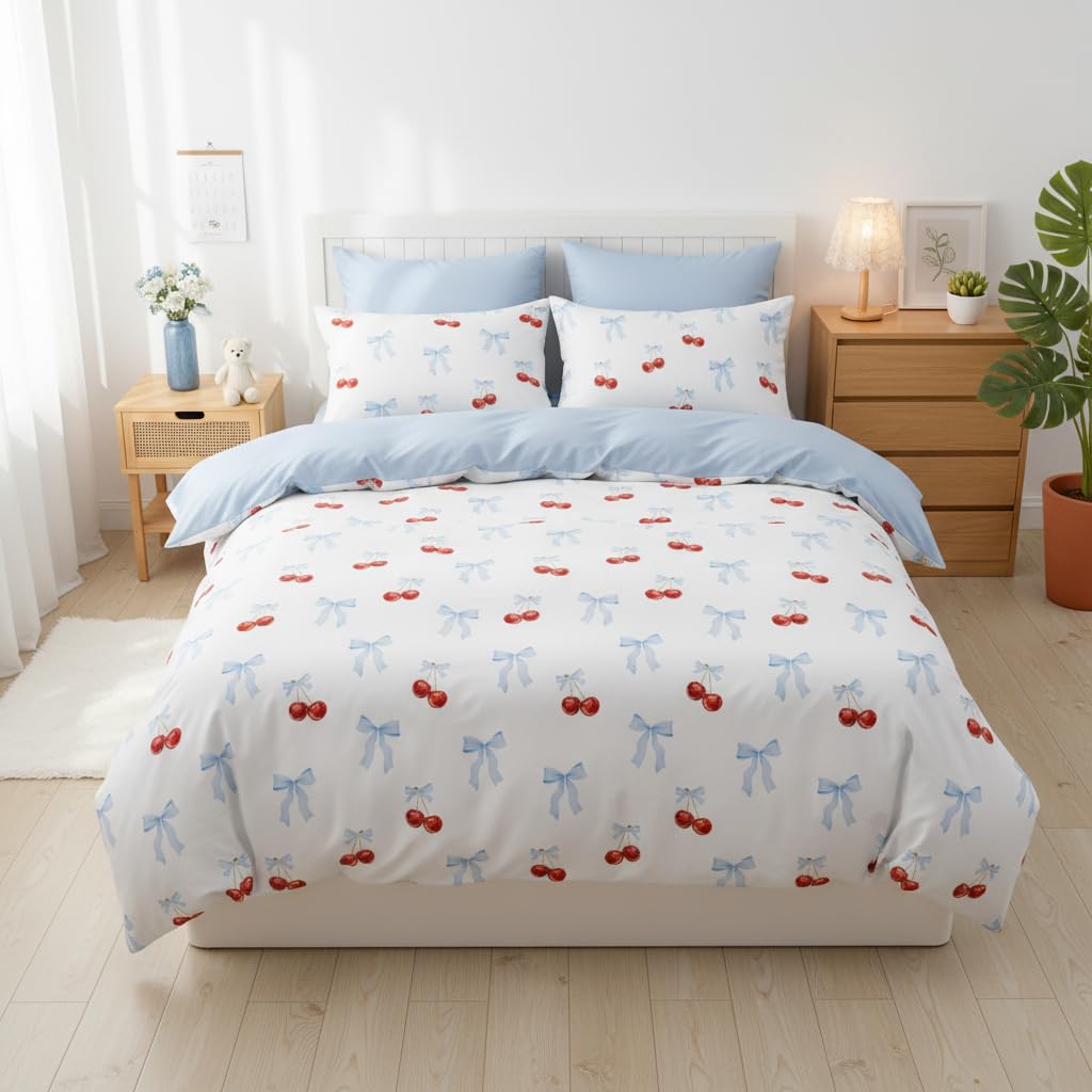 Covebett Bettwäsche Herzen Herz Bettbezug Set Microfaser Kawaii Aesthetic Mädchen Kinder Deckenbezug und Kissenbezug 80x80 mit Reißverschluss