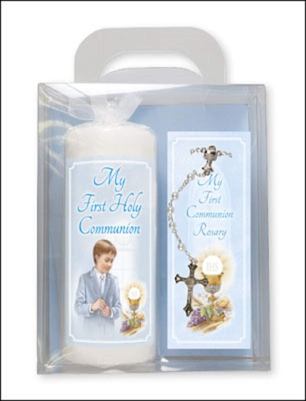The Healing Corner FHC Boy's First Holy Communion Candle & Rosary Set Boys 1st Holy Communion Gifts