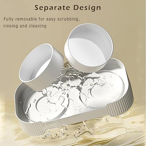 Miniatura 6 de Marchul Cuencos de cerámica para gatos, cuencos de agua elevados para alimentos para gatos, anti vuelco a prueba de salpicaduras a prueba de