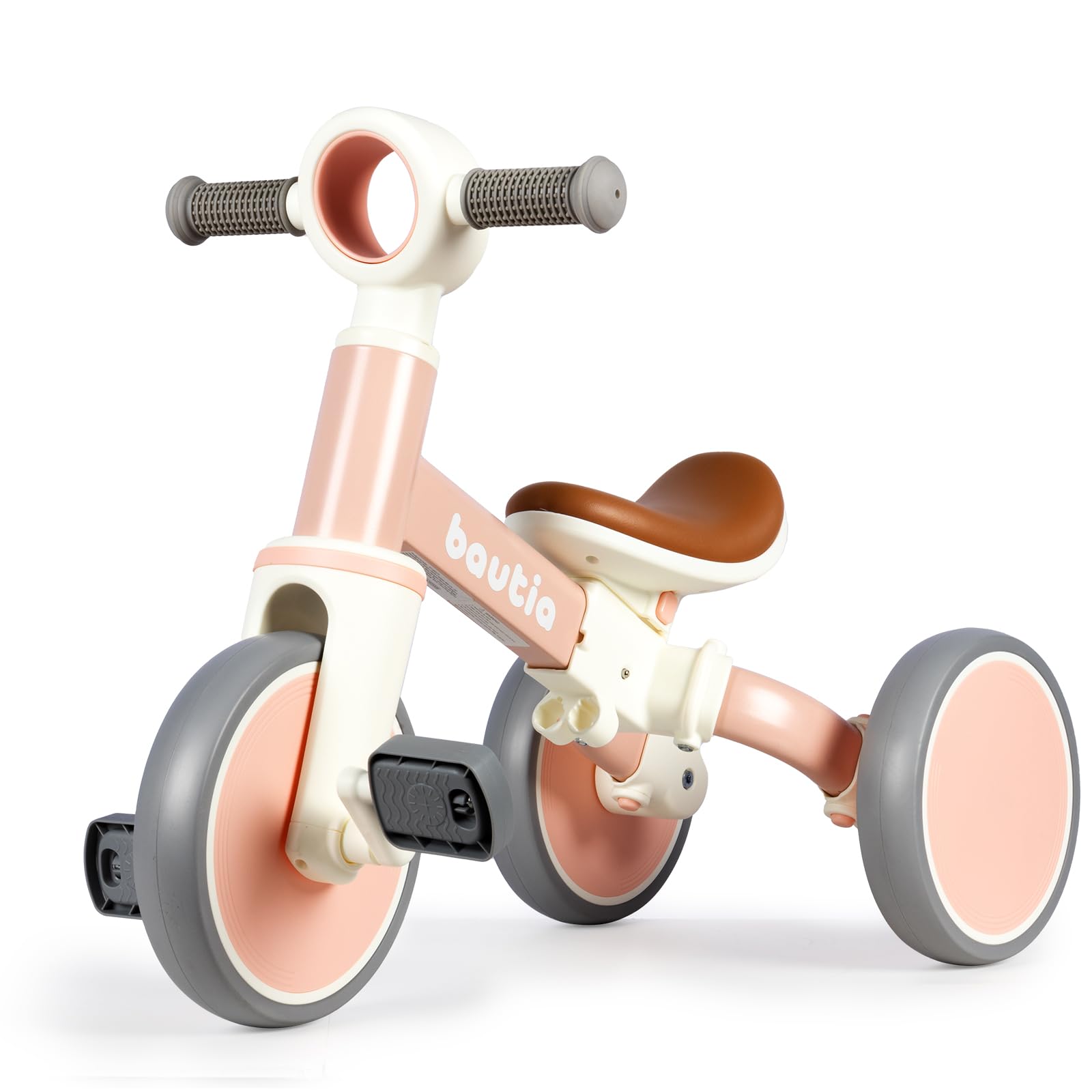 Bautia Baby Balance Bike 1 2 Year Old Boy Girl, 3 Wheels Tricycle for Toddlers 1-4, 4 in 1 Kids Bicycle Ride on Toy with Removable Pedals