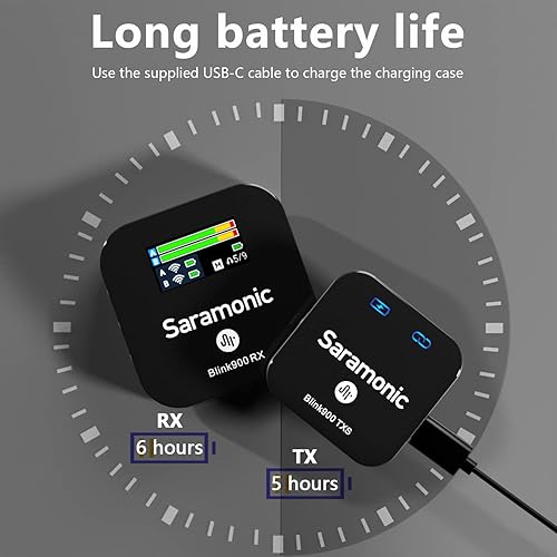 Miniatura 3 de Saramonic Blink900 S2 - Micrófonos inalámbricos Lavalier para cámaras DSLR, videocámara, computadora, doble canal, duración de la batería de 6