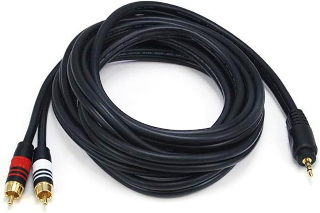 Monoprice Audio Cable - 3 Feet - Black | Premium Stereo Male to 2 RCA Male 22AWG, Gold Plated : Electronics