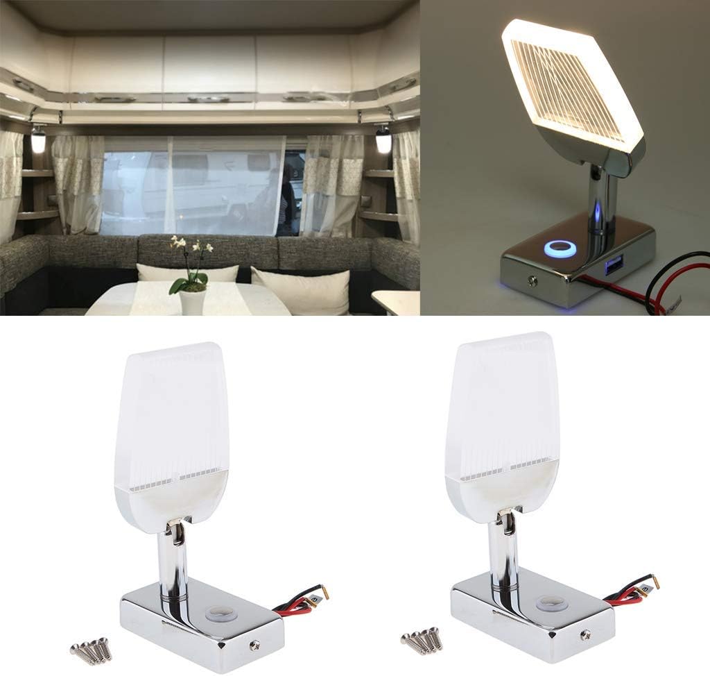 LED Bulbs 2X Reading Lamp Book Light Dimmer Touch Button,Warm White LED Bulb,Touch Switch,Reading Light,Surface Mounting,Marine RV Boat