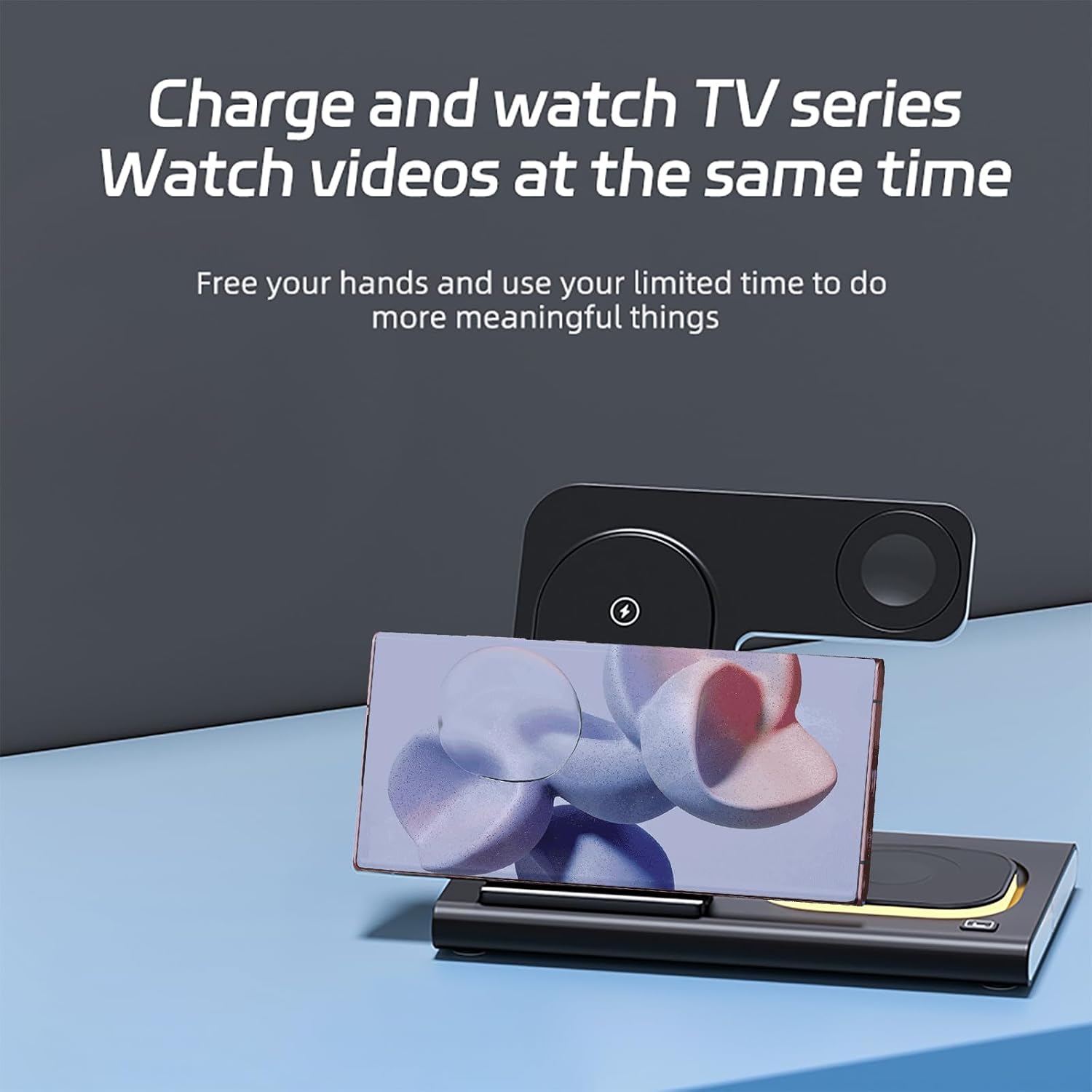 3 in 1 Wireless Charger for Samsung Charging Station Android Phone Multiple Devices LED Light Folding Dock Charger Stand for Samsung Galaxy S26 Ultra S25 S24 S23 S22 S21 Note 20 Watch 8/7/6 Earbuds