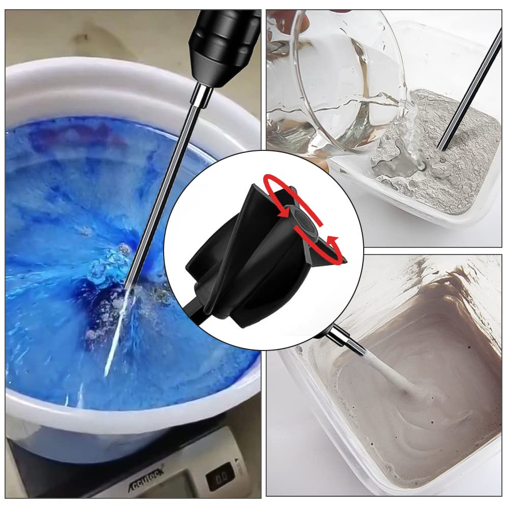 Mezclador resina, mezclador eléctrico mano con 4 palas agitación reutilizables 1/4 de pulgada agitador resina epoxi para resina, mezcla silicona, pintura, resina brillo, esmaltes