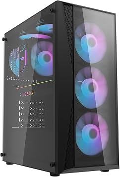 darkFlash DK352 Plus ATX Mid-Tower PC Gaming Case, High Airflow, 4 ARGB PWM Fans Included,Tempered Glass Front and Side Panel, Supports RTX 5080 up to 340mm, 360mm Front Radiator Support, Black